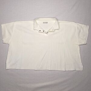 Vintage Fitigues Women’s Waffle Knit SS Snap Polo Size L White Cotton USA